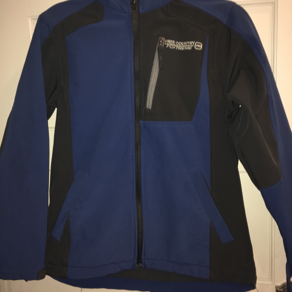 Blue and black winter jacket, cozy, size medium!